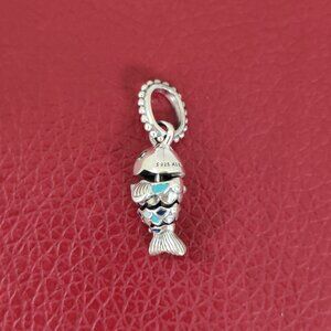 Pandora Blue Scaled Fish Dangle Charm Bracelet Pendant S925 Silver with box